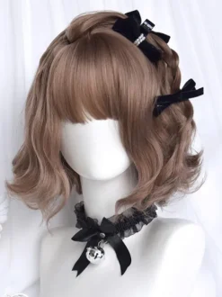 Sweet Lolita Wig Coffee Brown Short Heat-resistant Fiber Lolita Accessories