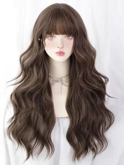 Sweet Lolita Wig Long Tousled Heat-resistant Fiber Deep Brown Lolita Accessories