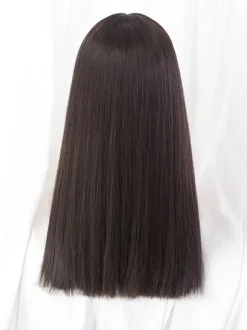 Sweet Lolita Wigs Brownish Black Long Heat-resistant Fiber Lolita Accessories