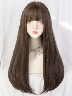 Sweet Lolita Wigs Deep Brown Long Heat-resistant Fiber Tousled Lolita Accessories