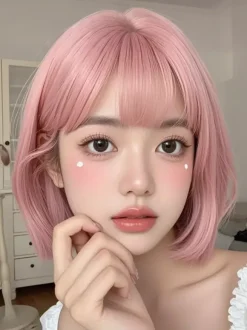 Sweet Lolita Wig Short Tousled Heat-resistant Fiber Pink Lolita Accessories