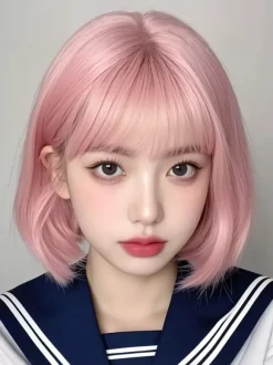 Sweet Lolita Wig Short Tousled Heat-resistant Fiber Pink Lolita Accessories