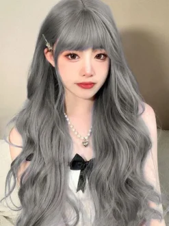 Sweet Lolita Wigs Long Heat-resistant Fiber Blue Gray Lolita Accessories