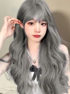 Sweet Lolita Wigs Long Heat-resistant Fiber Blue Gray Lolita Accessories
