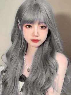 Sweet Lolita Wigs Long Heat-resistant Fiber Blue Gray Lolita Accessories