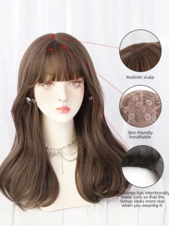 Sweet Lolita Wigs Long Tousled Heat-resistant Fiber Deep Brown Lolita Accessories