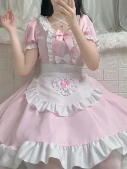 Sweet Maid Lolita Dress Polyester Short Sleeves Dress
