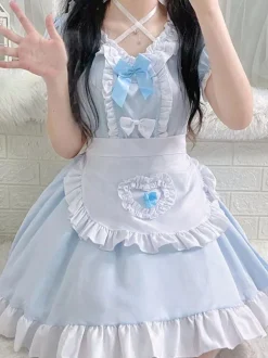 Sweet Maid Lolita Dress Polyester Short Sleeves Dress