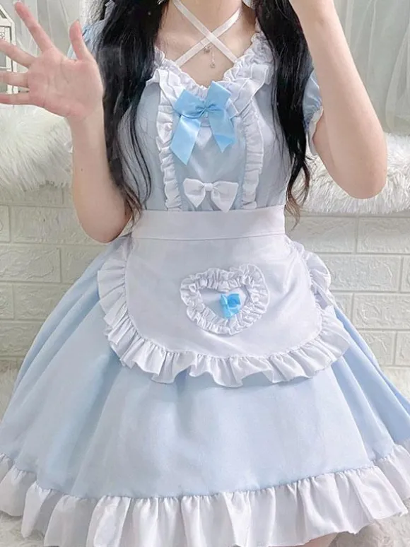 Sweet Maid Lolita Dress Polyester Short Sleeves Dress