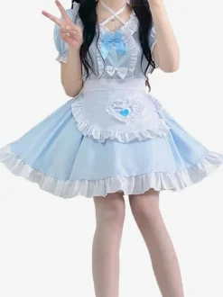 Sweet Maid Lolita Dress Polyester Short Sleeves Dress