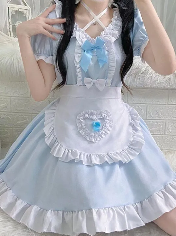 Sweet Maid Lolita Dress Polyester Short Sleeves Dress