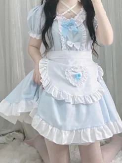 Sweet Maid Lolita Dress Polyester Short Sleeves Dress