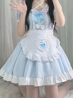 Sweet Maid Lolita Dress Polyester Short Sleeves Dress