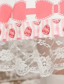 Sweet Pink Lolita Short Skirt Cake Ice Cream Print Lace Trim