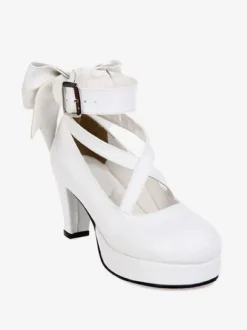 Sweet Platform Heels Lolita Shoes Ankle Straps Round Toe