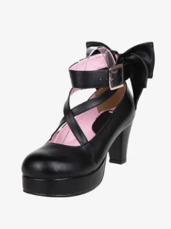 Sweet Platform Heels Lolita Shoes Ankle Straps Round Toe