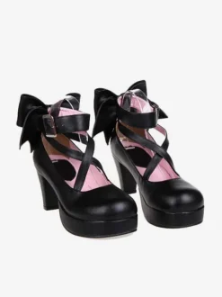 Sweet Platform Heels Lolita Shoes Ankle Straps Round Toe