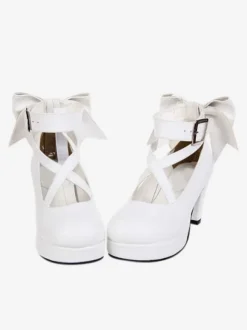 Sweet Platform Heels Lolita Shoes Ankle Straps Round Toe