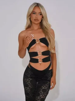 Swimsuit Set Black Sexy Lace Clothes Strapless Sleeveless T-back Long Skirt Bra Sets