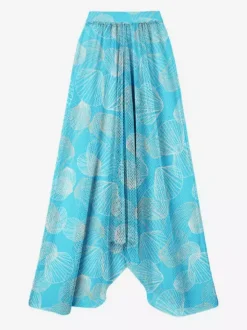 Swimsuits Blue Chic Lace Up V-Neck Long Sleeves Puff Sleeves
