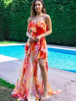 Swimsuits Cover-Ups Swimsuit Set Blue Chic Ruffles Straps Neck