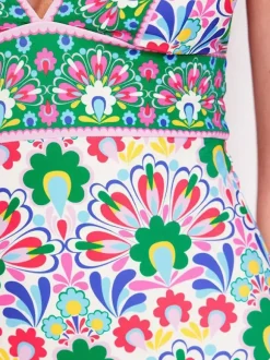 Swimsuits Set Green Sexy Lace Up Backless Printed V-Neck Sleeveless Swimsuit