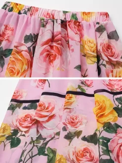 Swimsuits Set Pink Sexy Asymmetrical Floral Print Asymmetrical Neck
