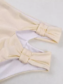 Swimsuits Cover-Ups Set Apricot Chic Ruffles Straps Neck Sleeveless Set