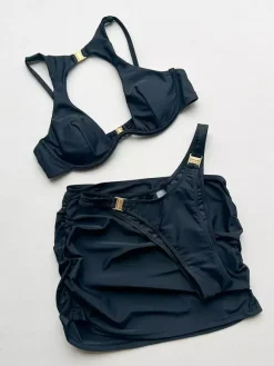 Swimsuits Cover-Ups Set Black Sexy Lace Up Backless Summer Swimsuit