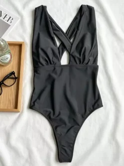 Swimsuit Set Black Sexy Lace U-Neck Sleeveless Bra T-back Long Skirt Sets