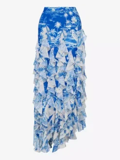 Swimsuit Set Blue Sexy Ruffles Asymmetrical