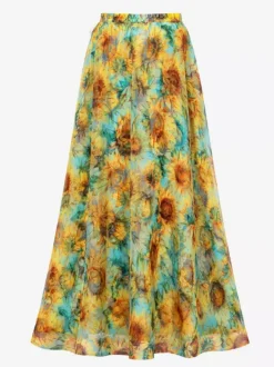 Swimsuit Set Yellow Sexy Asymmetrical Floral Print Asymmetrical Neck