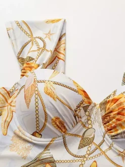 Swimsuits Women's Clothing Swimsuit Set Yellow Sexy Draped Sleeveless