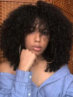 Synthetic Wigs Black Afro Hair Heat-resistant Fiber Short Wig For Women