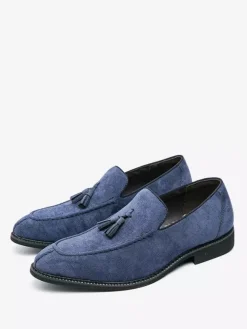 Tassel Loafer Shoes For Men Round Toe Micro Suede Upper Shoes