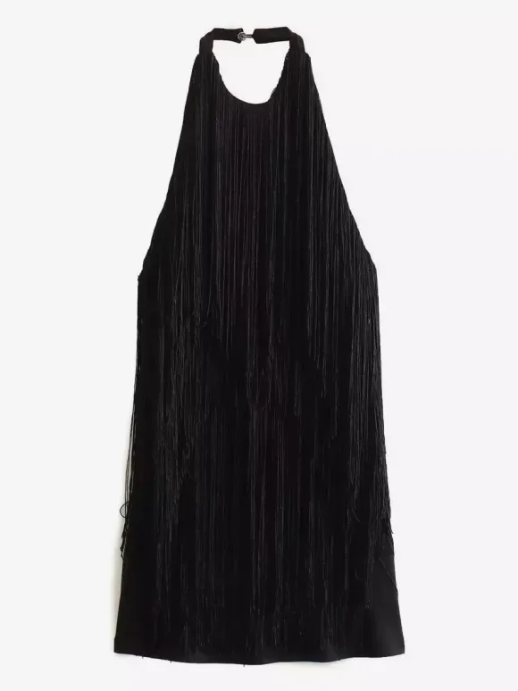 Tassel Fringe Mini Dress With Open Back And Halter Neckline For Party 2026