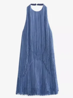 Tassel Fringe Mini Dress With Open Back And Halter Neckline For Party 2026