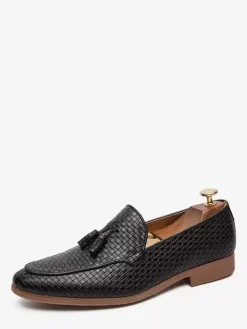 Tassel Loafers Shoes For Men Slip-on Leather Penny Shoes Pointed Toe Low Heels Formal Shoes