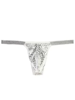 T Back For Men Undershirt Snake Print Polyester White Sexy Underwear