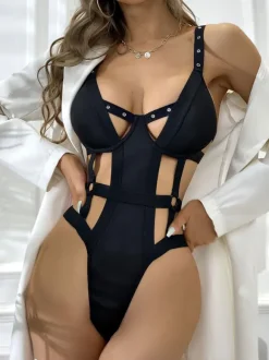 Teddies Lingerie Red Lace Up Backless Women Sexy Teddies