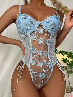 Teddies Lingerie Baby Blue Sexy Teddies For Women