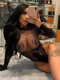 Teddies Lingerie Black Cut Out Nylon Teddies For Women