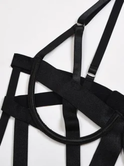Teddies Lingerie For Women Black Piping Irregular Sexy Teddies