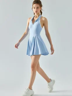Tennis Dress Sleeveless Color Block Activewear For Women