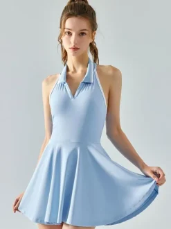Tennis Dress Sleeveless Color Block Activewear For Women