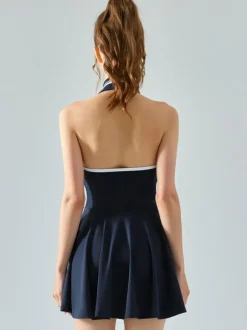 Tennis Dress Sleeveless Color Block Activewear For Women