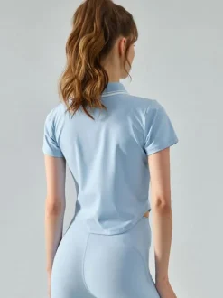 Tennis Polo Top Two-Tone Short Sleeves Activewear For Women