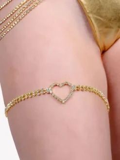 Thigh Chain Heart Shaped Sparkle Crystal Stylish Leg Chain