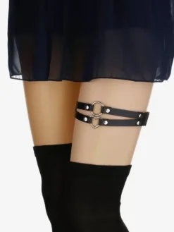 Thigh Garter Belt Gothic Leg Harness Belt Party Ecru White Metal Details