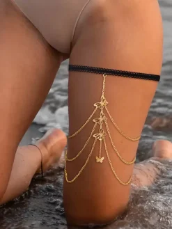 Thigh Chain Butterfly Layered Delicate Beach Vacation Leg Chain